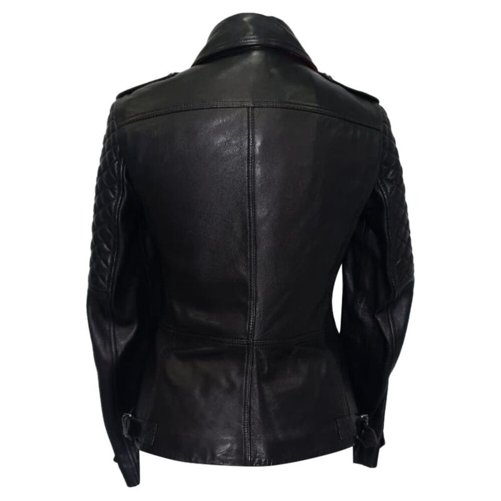 Burberry Quilted Accent Biker Jacket in Black Lamb Leather - Picture 3 of 8